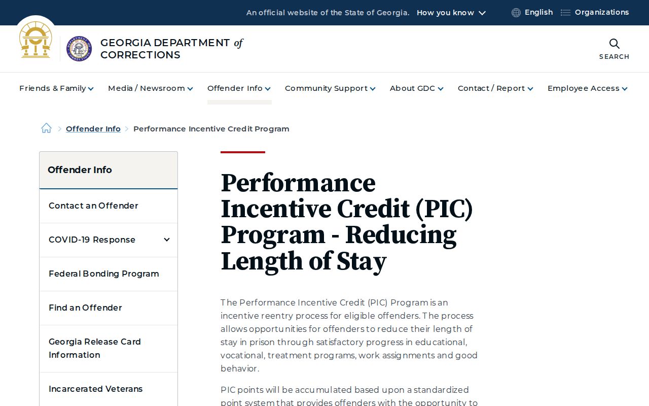 Georgia performance credit rules affecting Pickens County projected release records