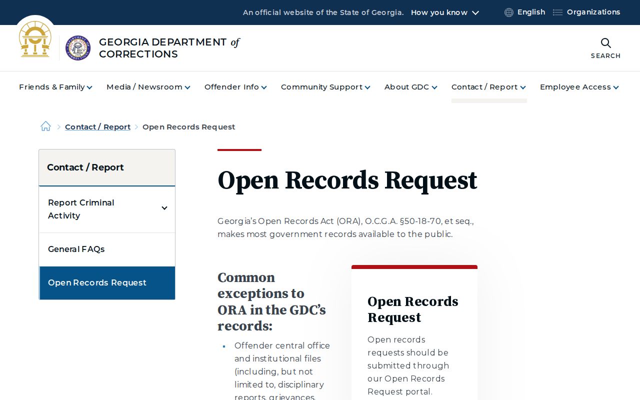 Georgia DOC open records for Pickens County state release records