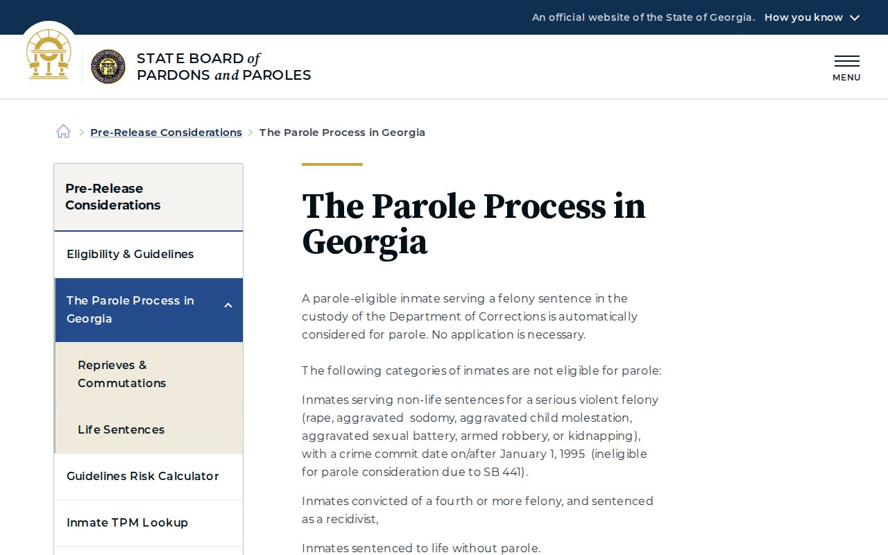 Georgia parole process for Pickens County post-release supervision