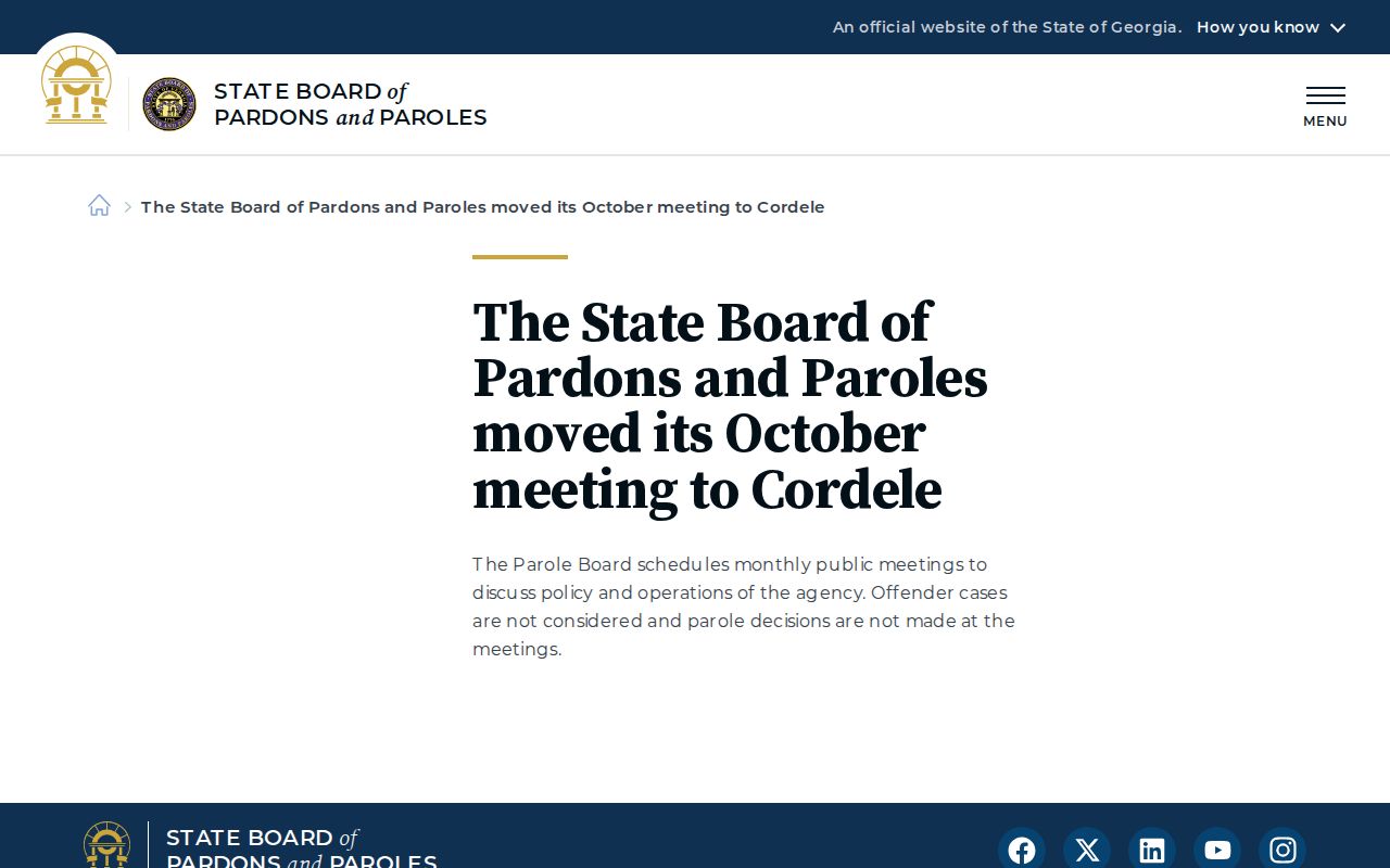 Georgia Parole Board public meeting information for Pickens release research