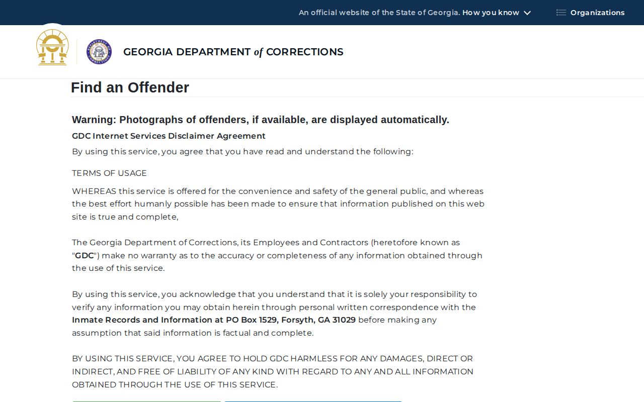Georgia Department of Corrections offender search